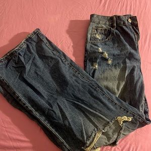 Never worn ripped wide leg jeans for women